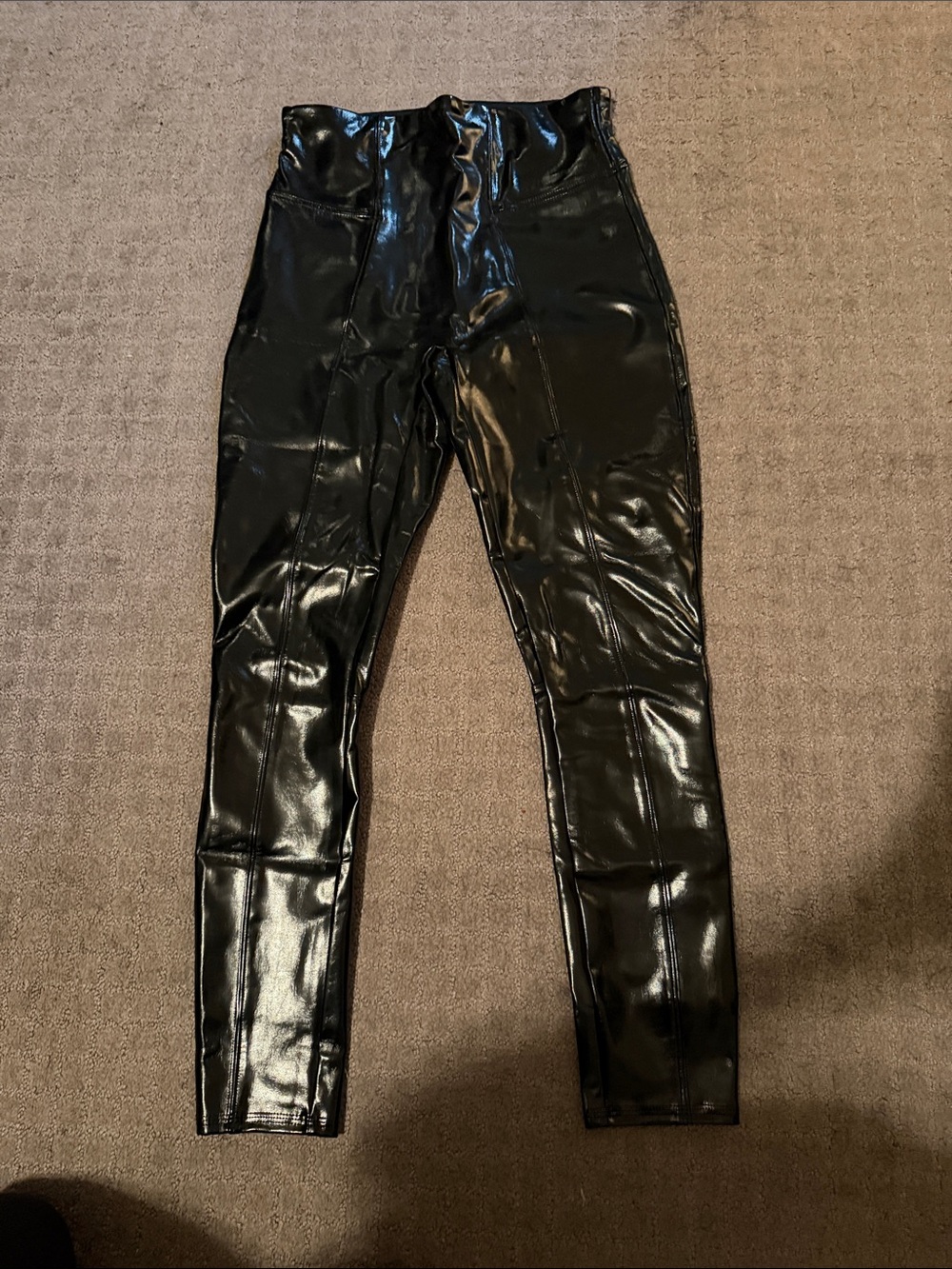 NWOT - Spanx High-Waist Black Faux Leather Leggings - Small Petite